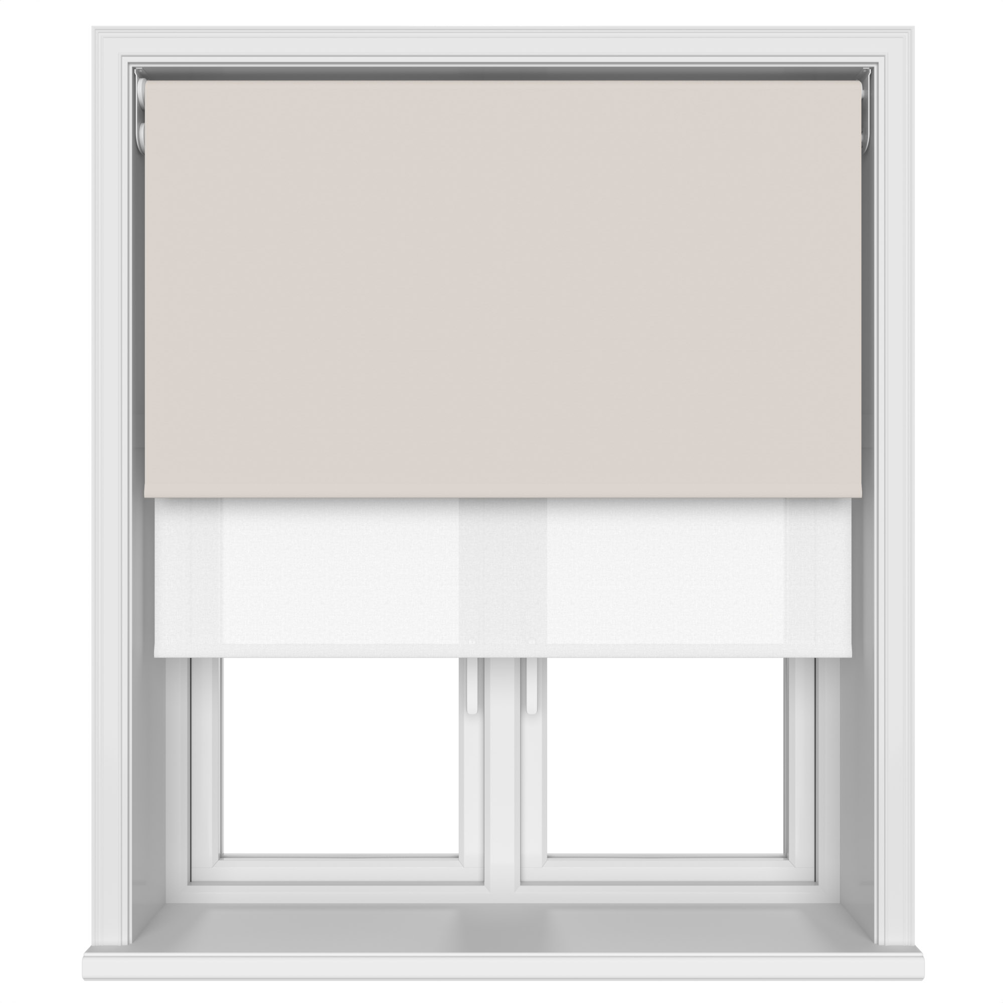 Dover Blackout Soft Dove Motorised Double Roller Blind - Image 4
