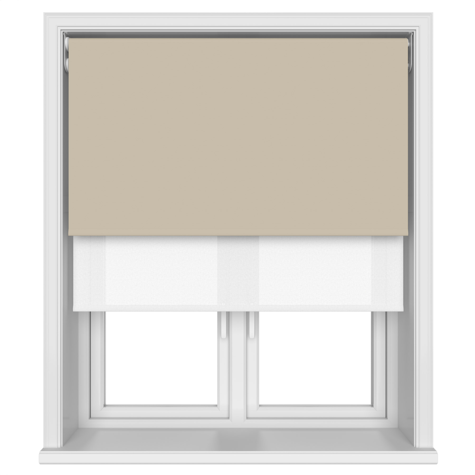 Dover Blackout Sandy Beige Motorised Double Roller Blind - Image 4