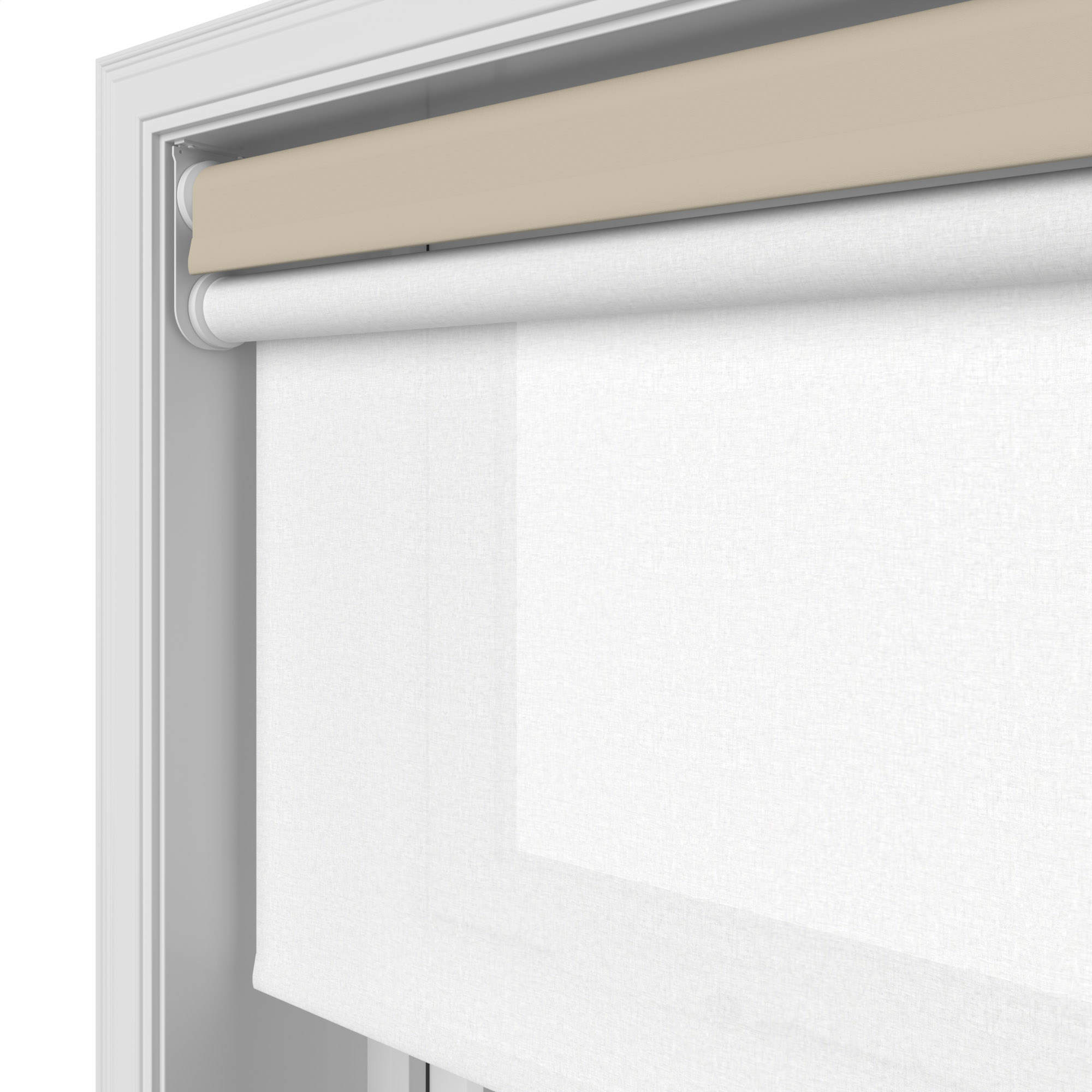 Dover Blackout Sandy Beige Motorised Double Roller Blind - Image 7