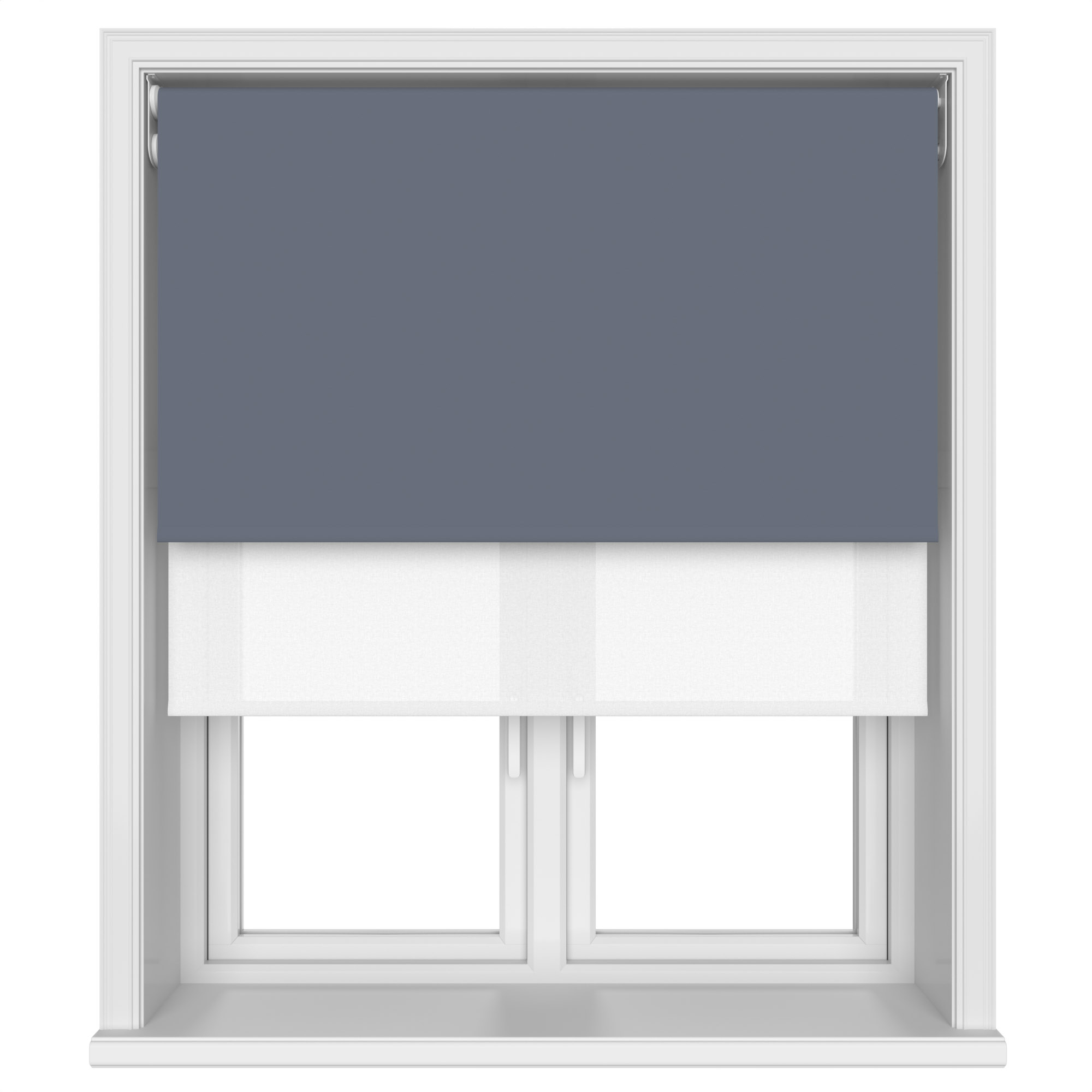 Dover Blackout Twilight Blue Motorised Double Roller Blind - Image 4