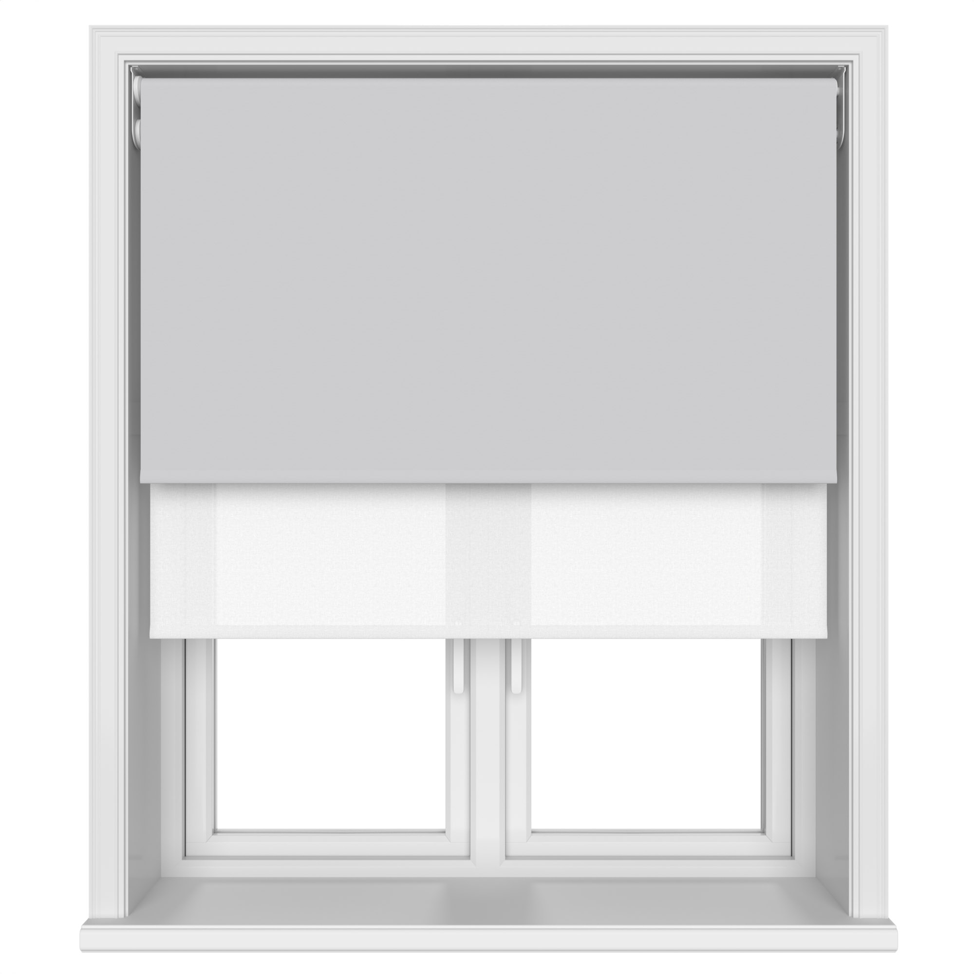Dover Blackout Subtle Grey Motorised Double Roller Blind - Image 4