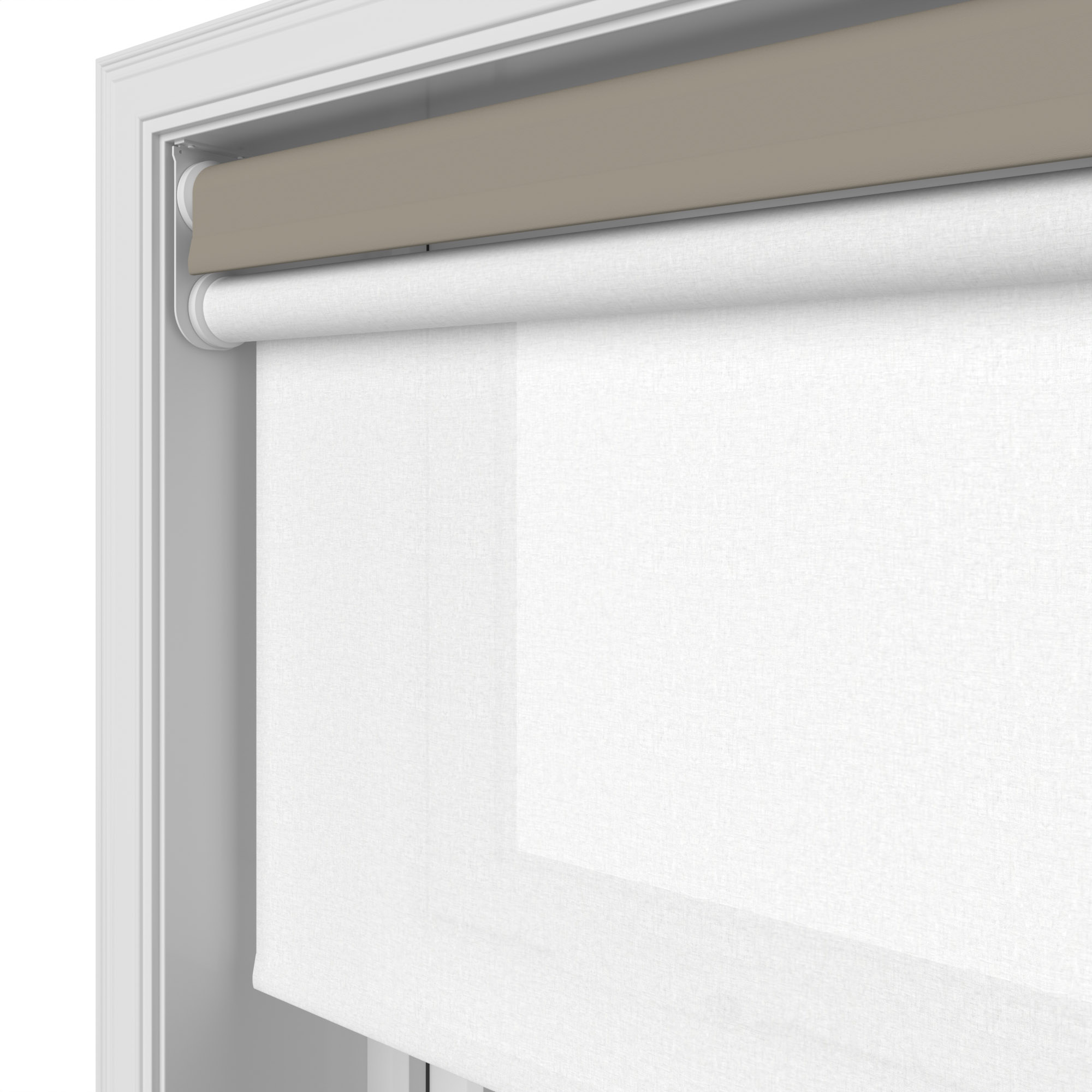 Dover Blackout Mushroom Beige Motorised Double Roller Blind - Image 7