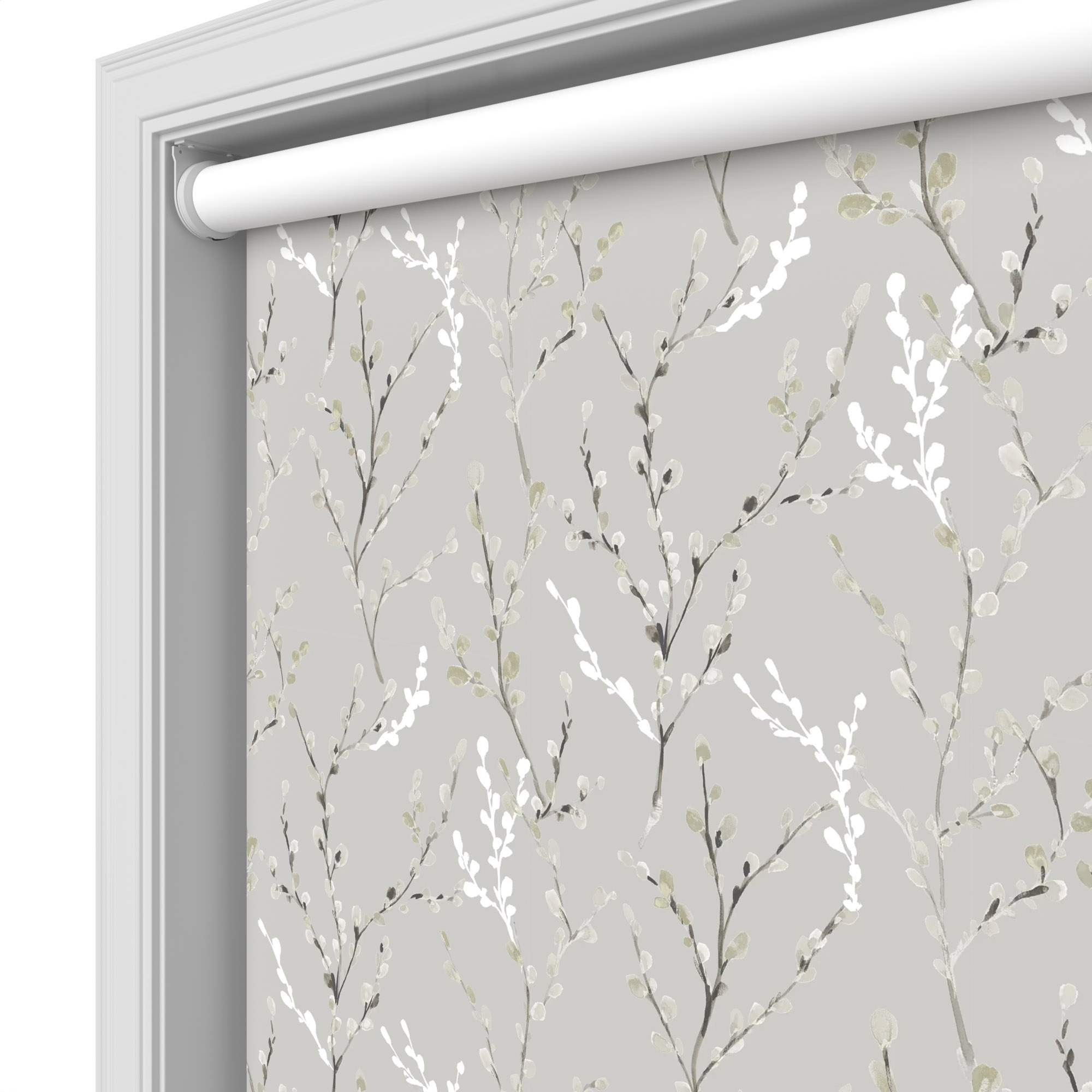 Willow Tree Blackout Birch White Motorised Roller Blind - Image 5