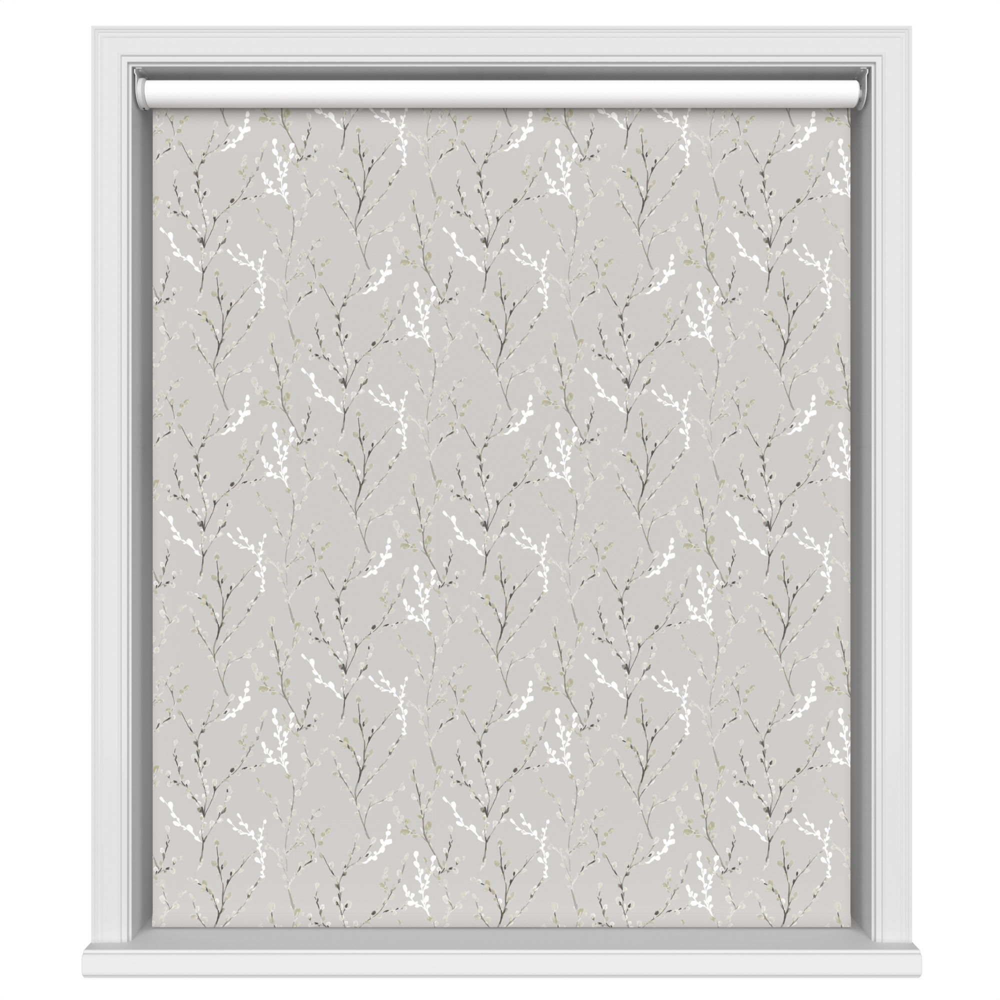 Willow Tree Blackout Birch White Motorised Roller Blind - Image 2
