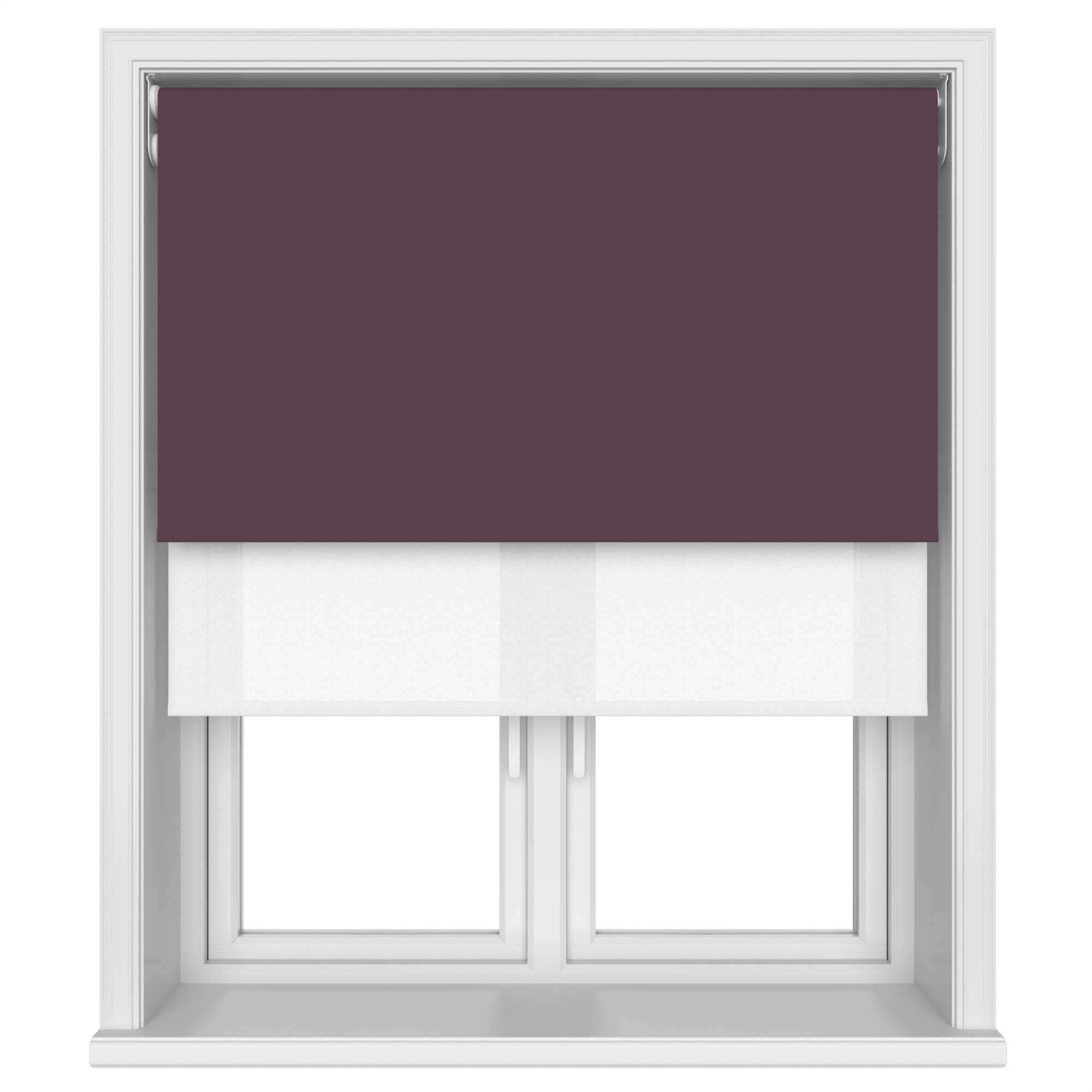 Dover Blackout Royal Plum Motorised Double Roller Blind - Image 4