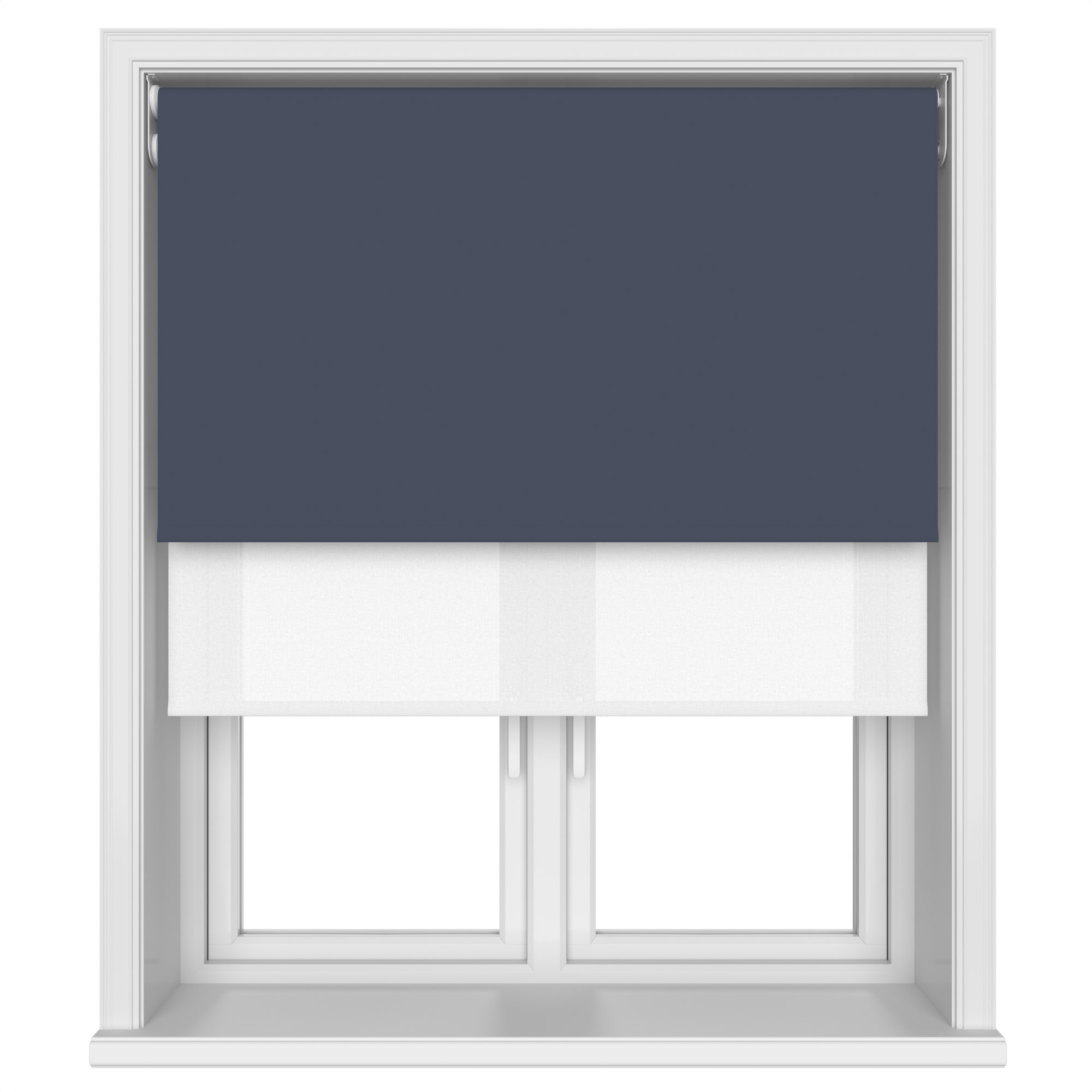 Dover Blackout Deep Indigo Motorised Double Roller Blind - Image 4