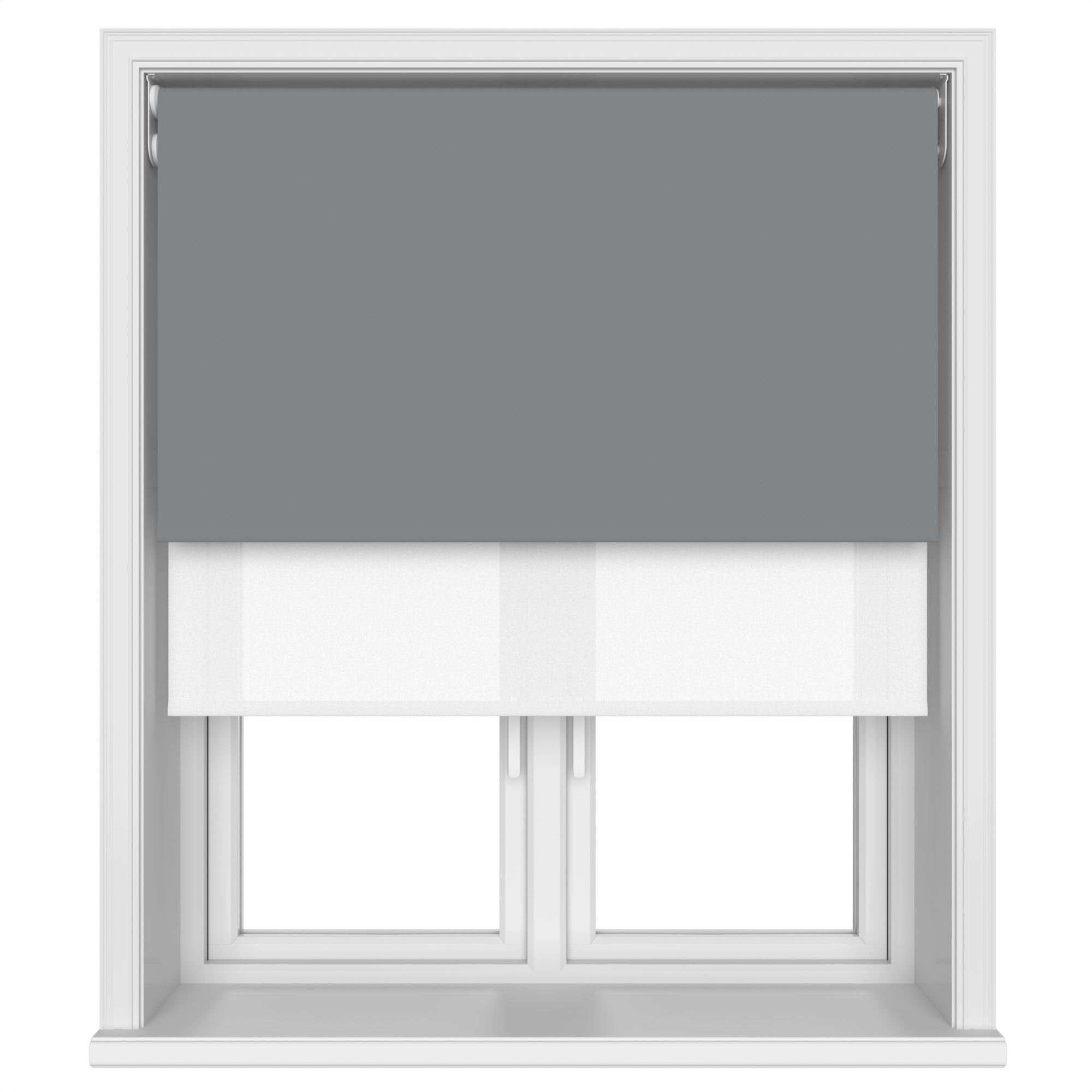 Dover Blackout Graphite Grey Motorised Double Roller Blind - Image 4