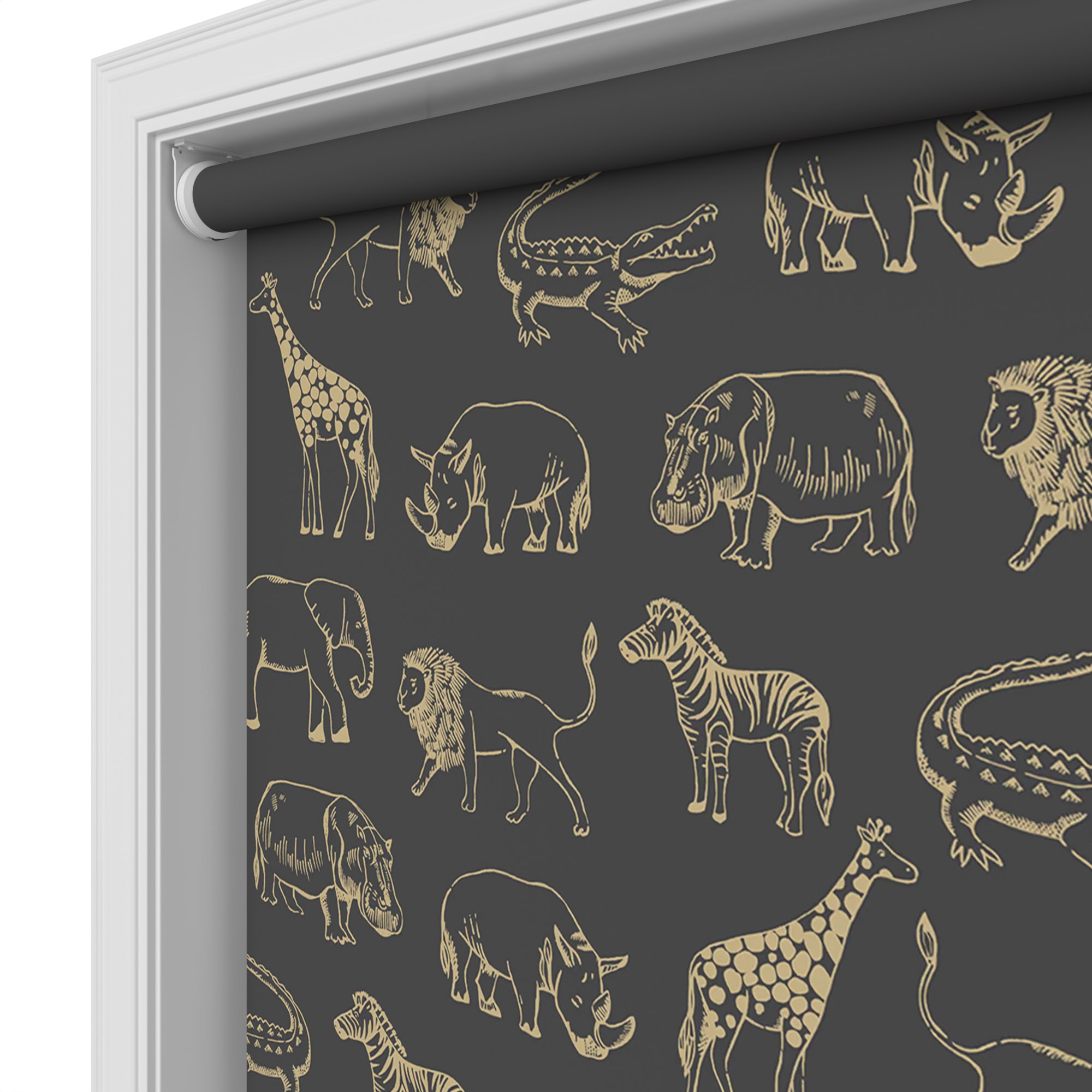 Night Safari Gold Blackout Motorised Roller Blind - Image 4