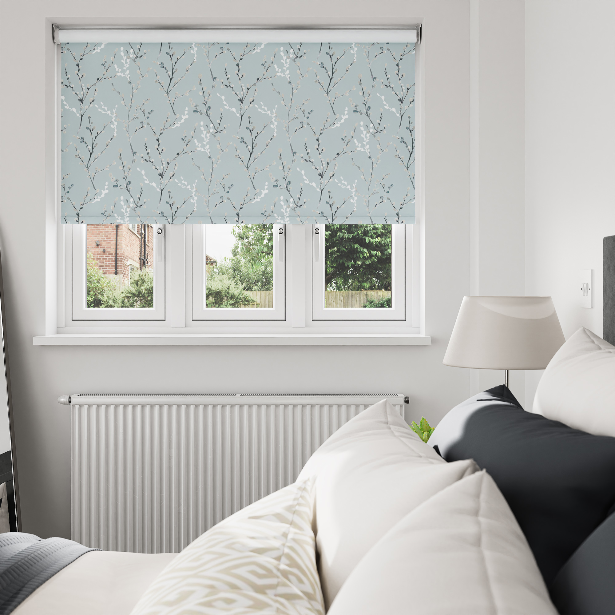 Willow Blackout Morning Mist Motorised Roller Blind - Image 7