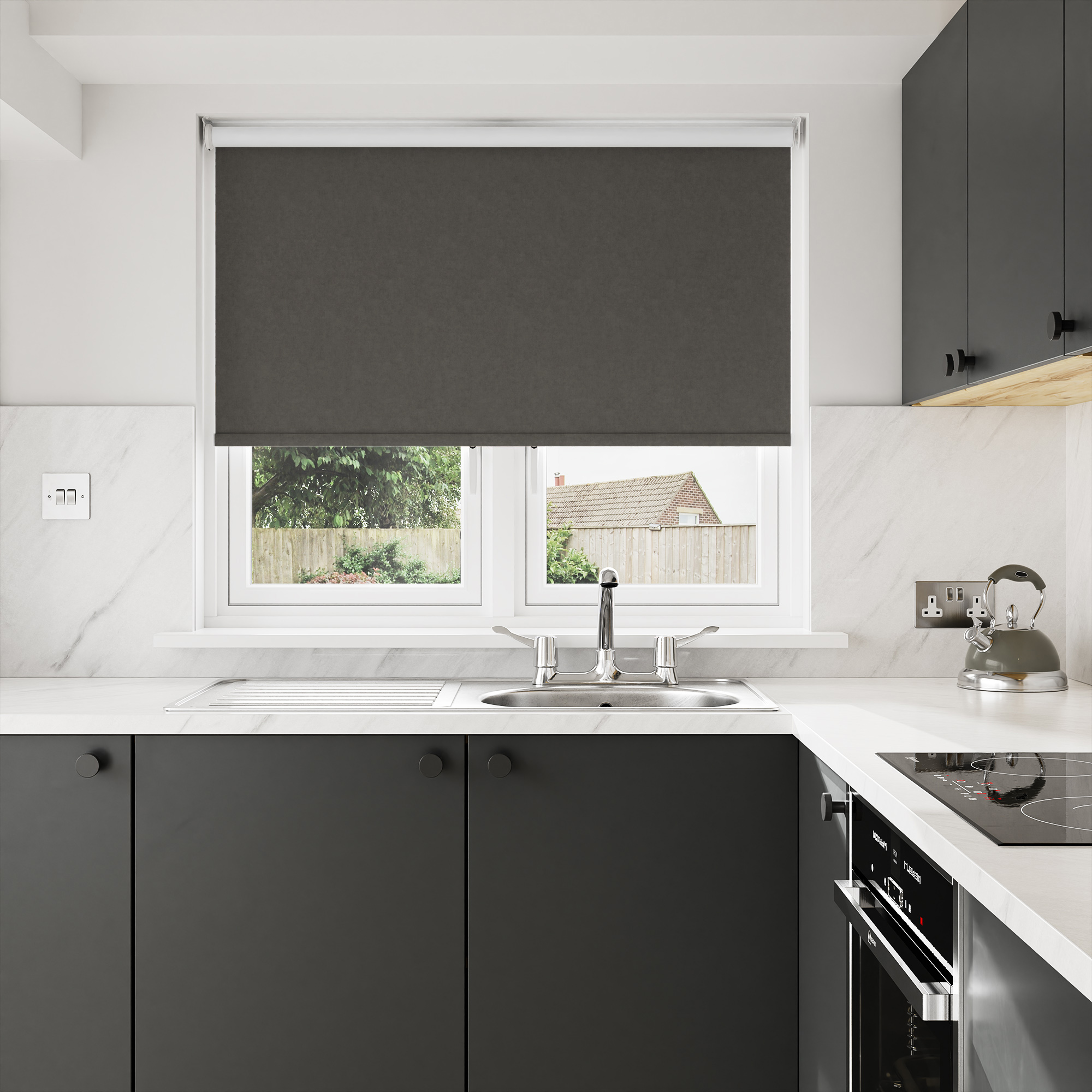 Richmond Blackout Cobble Grey Motorised Roller Blind - Image 7