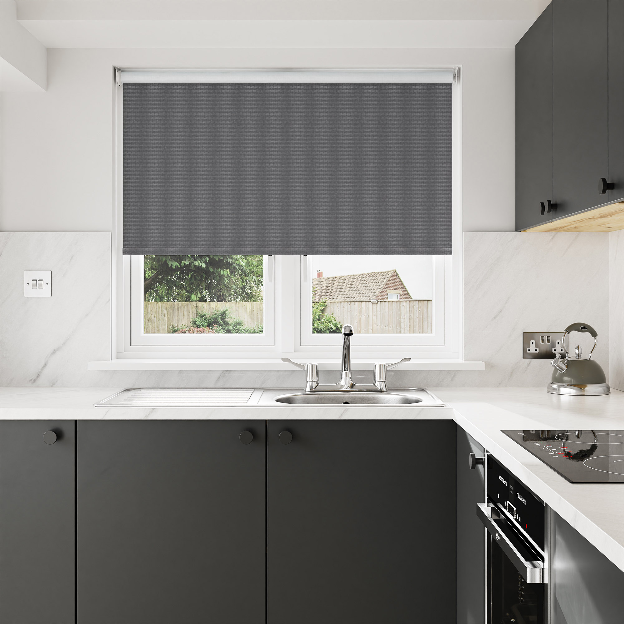 Brooklyn Blackout Graphite Motorised Roller Blind - Image 7