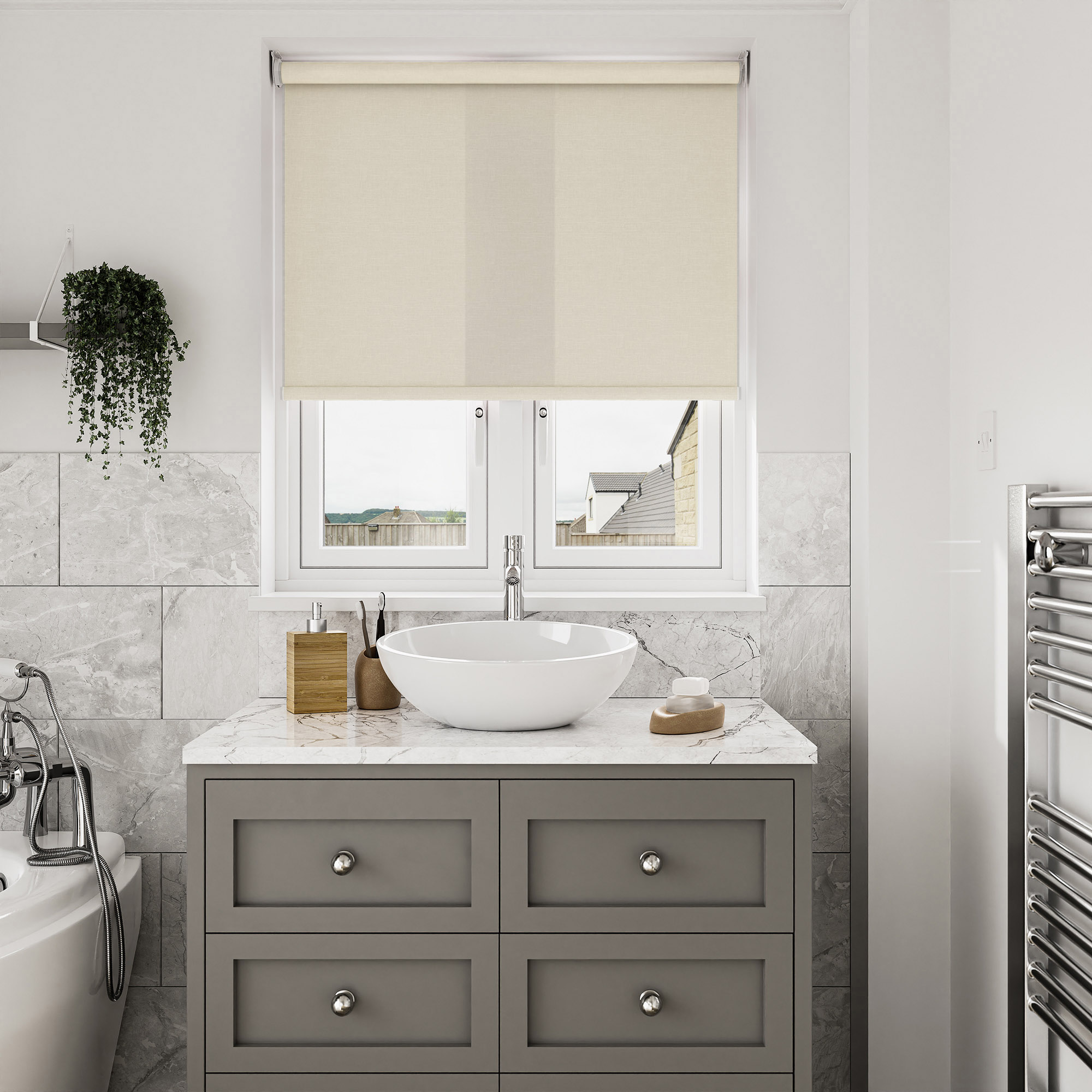 Huxley Soft Biscuit Motorised Roller Blind - Image 7