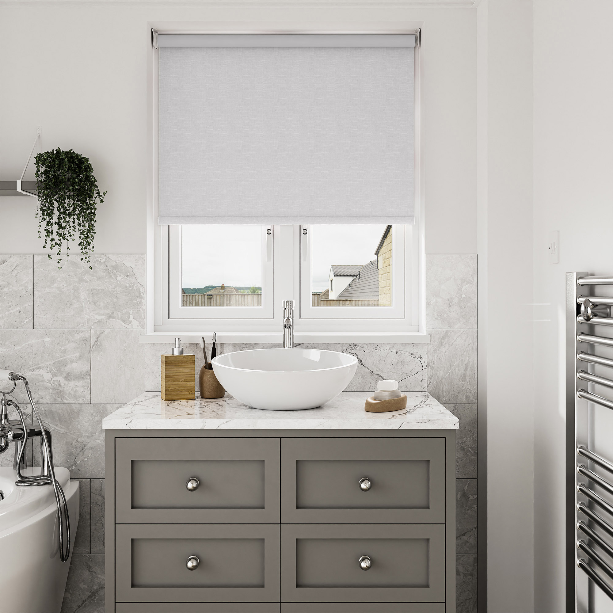 Huxley Blackout Muted Cloud Motorised Roller Blind - Image 7