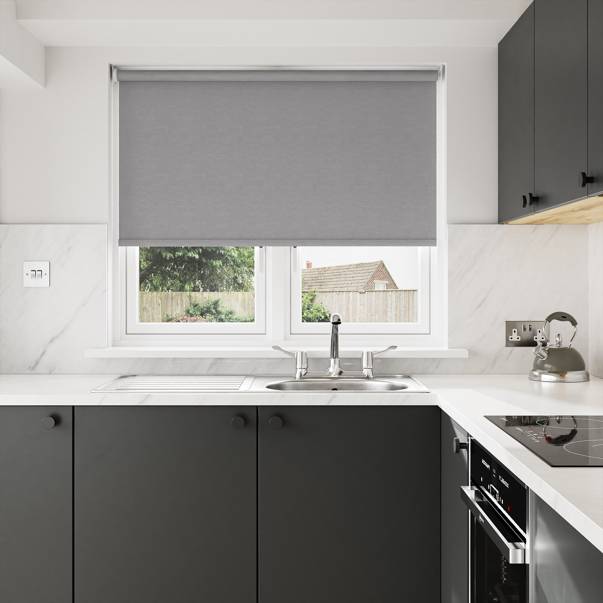 Huxley Blackout Eclipse Grey Motorised Roller Blind - Image 7